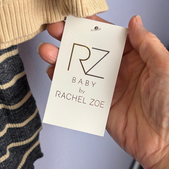 Rachel Zoe Fuzzy Tan and Black Striped Baby Set - Picture 4 of 12